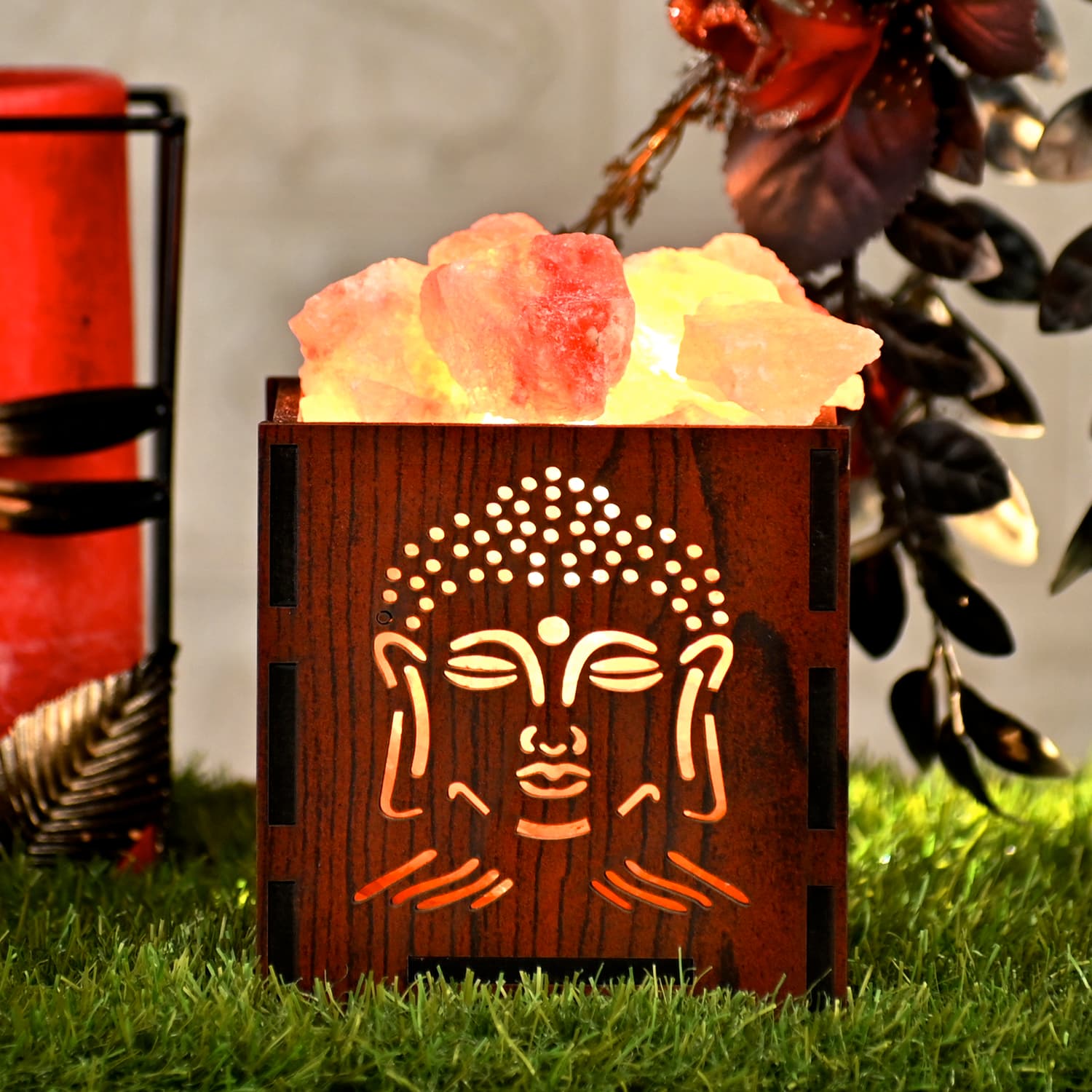Buddha Face Basket Salt Lamp